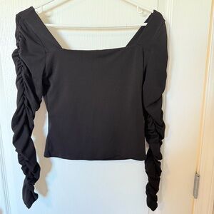 Elegant Black Ruched Sleeve Top